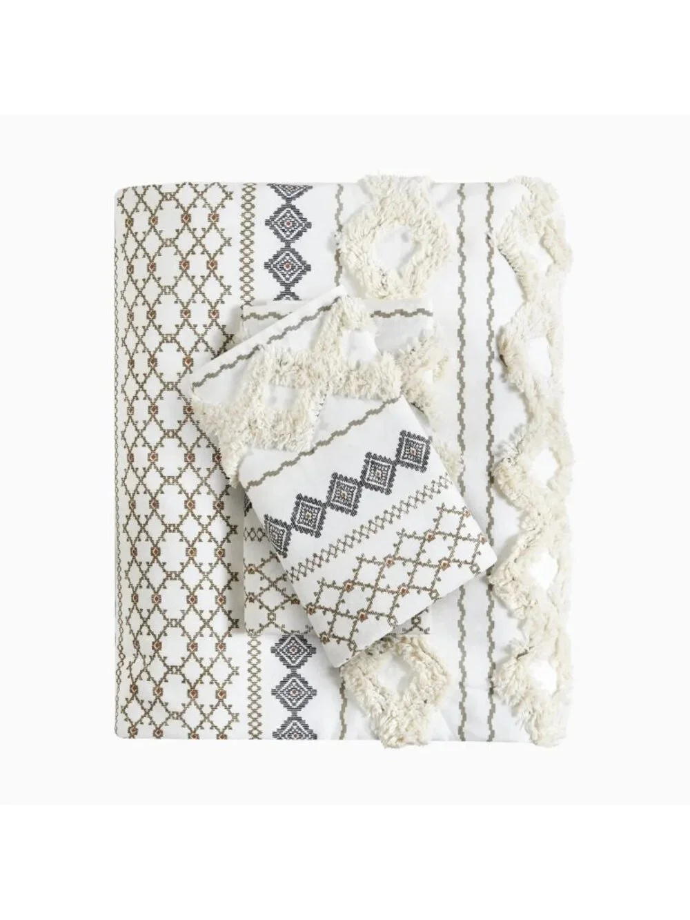 Imani Cotton Printed Duvet Cover Set with Chenille